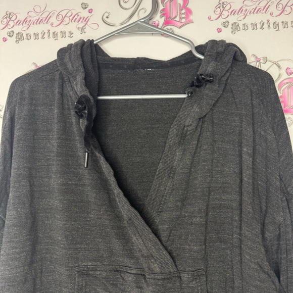 Diadora sweater kangaroo pounce v neck oversized grey black comfy pull over - Picture 9 of 9